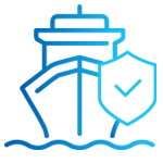 Icon of a ship and a shield with a tick inside