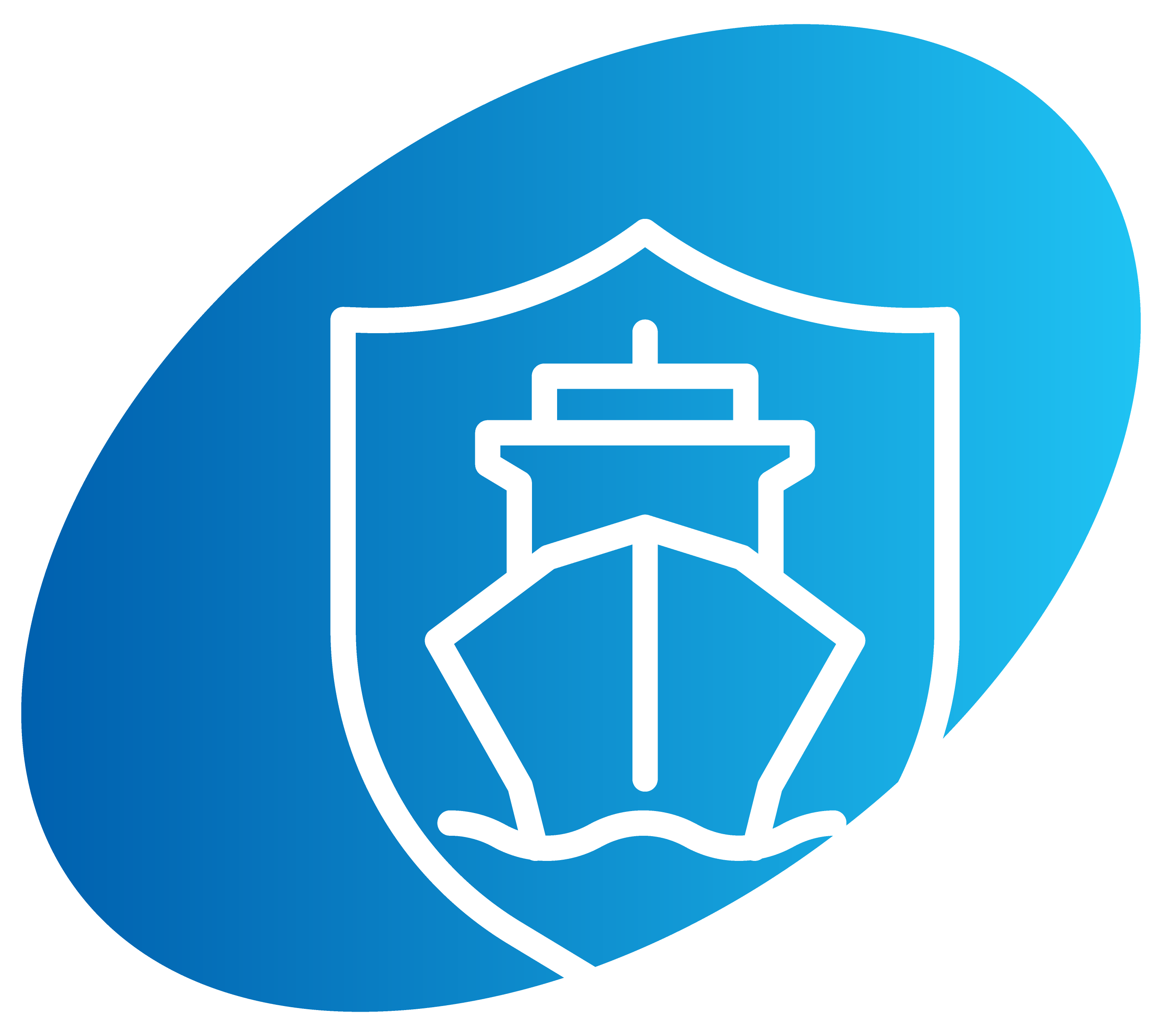 icon of a large ship inside a shield